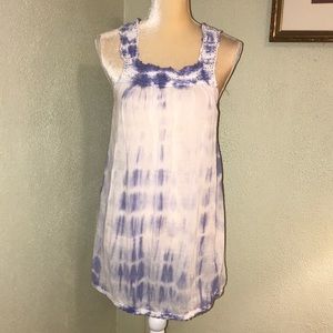 Jasmine Blue & White Tie Dye Lightweight Tank Lg